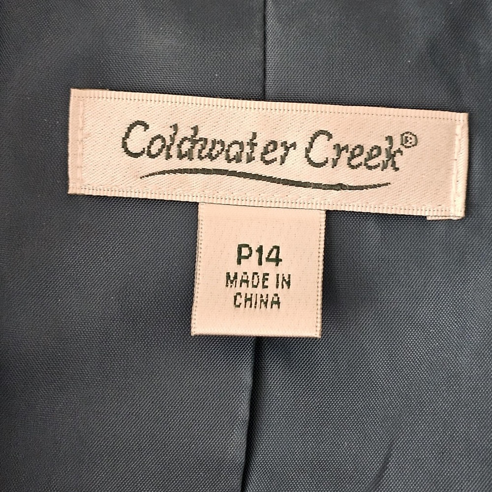 Coldwater Creek Blazer Womens 14P Blue Satin Waist‎ Shawl Collar Dressy Jacket - Picture 8 of 10